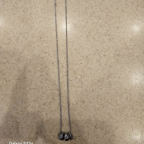 BIRKS MAYORS 925 SILVER 3 RING MUSE CLOVER QUATREFOIL PIERCED NECKLACE CHAIN - Picture 2 of 13